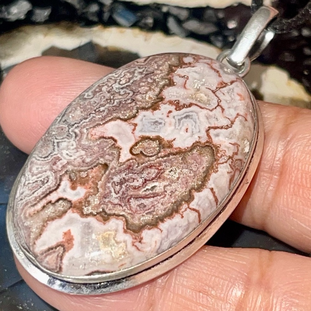 Crazy Lace Agate Pendant 2 1/4”